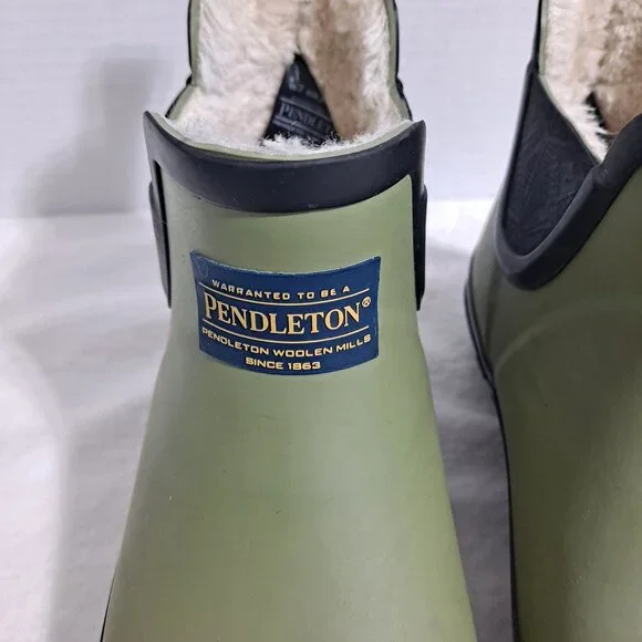 Pendleton Chelsea Boots Woman 7 Green Rubber Waterproof Lined Slip On Comfort - Picture 8 of 14
